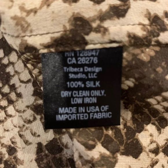 NILI LOTAN Lorena Snake-Print Silk Blouse Long Sleeve Sheer Top Extra Small - Picture 8 of 9